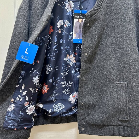 Well Worn Women's Bomber Style Jacket Coat Size L Charcoal Gray Contemporary NEW - Picture 9 of 15